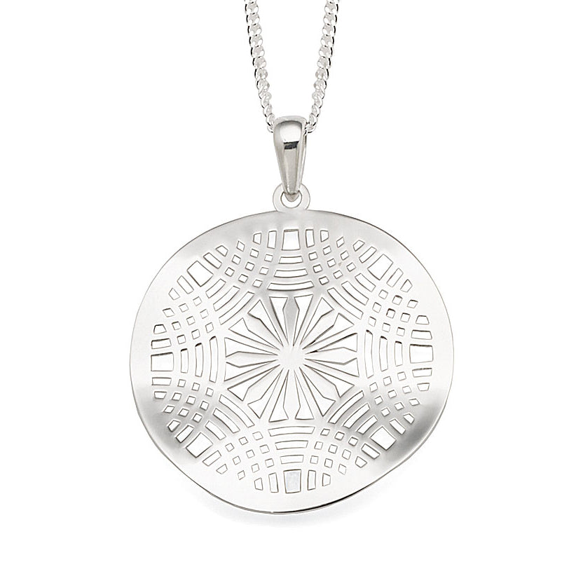 Sterling Silver 30mm Round Filigree Pendant on 45cm Chain