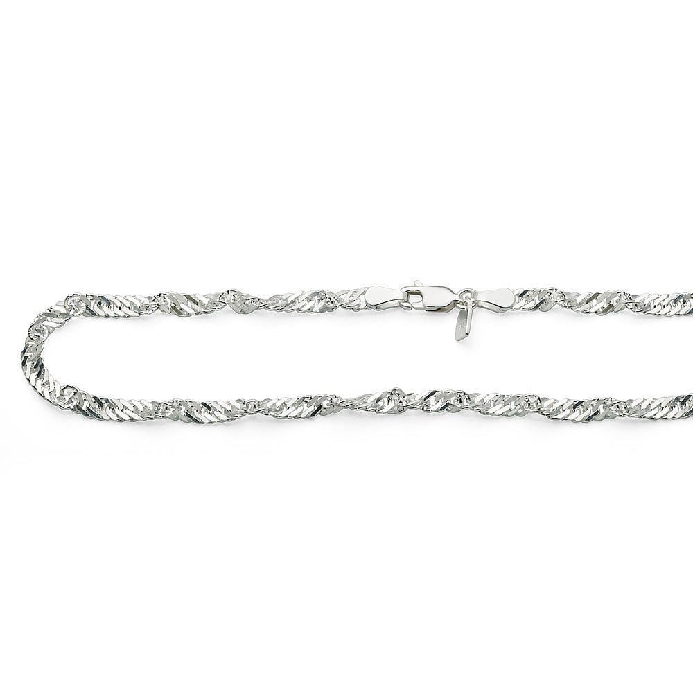 Sterling Silver Singapore Twist Anklet