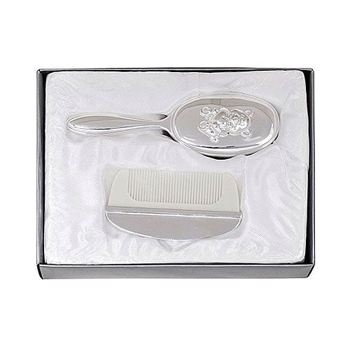 Children's Silver-Tone Bear Brush Set