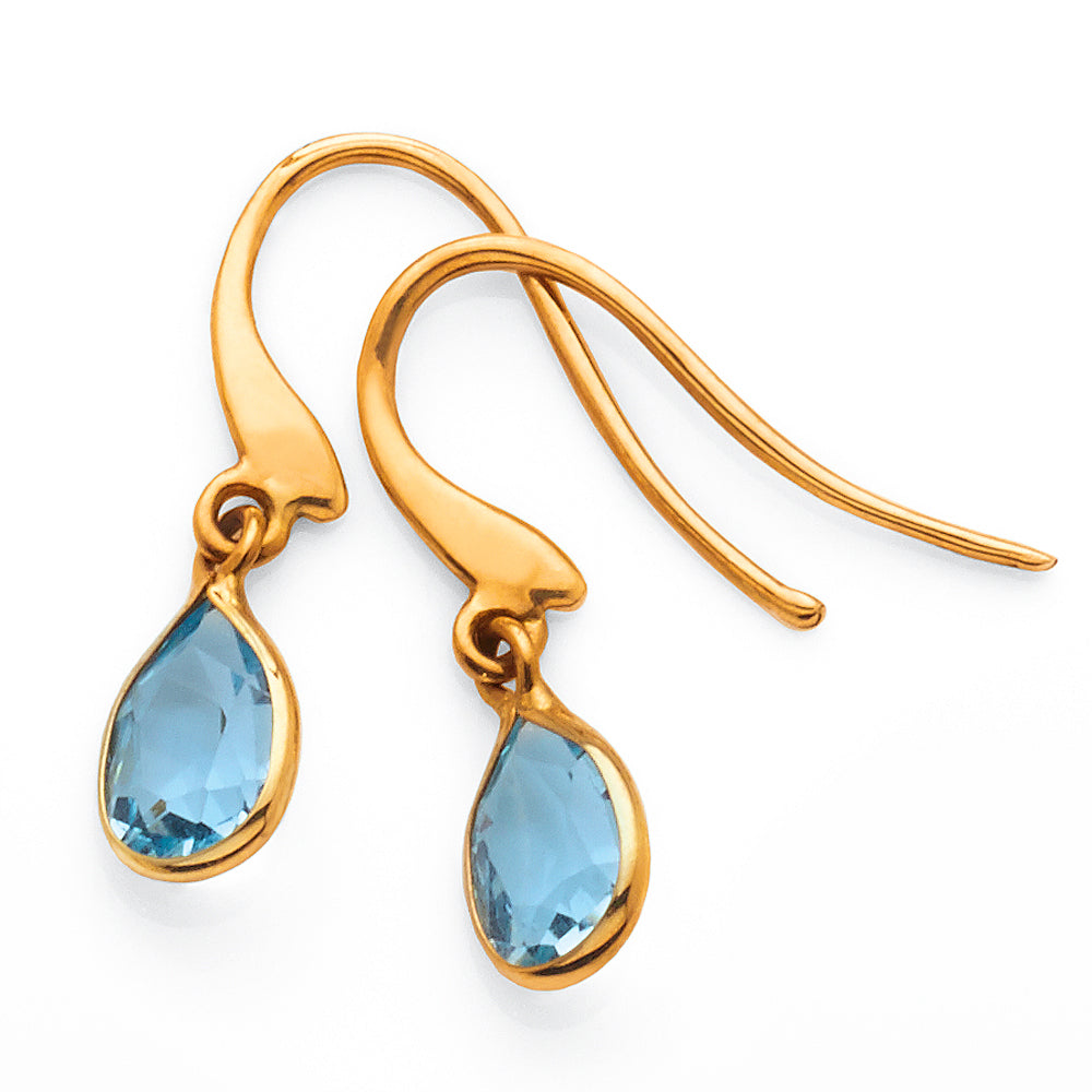 9ct Yellow Gold Topaz  Hook Earrings