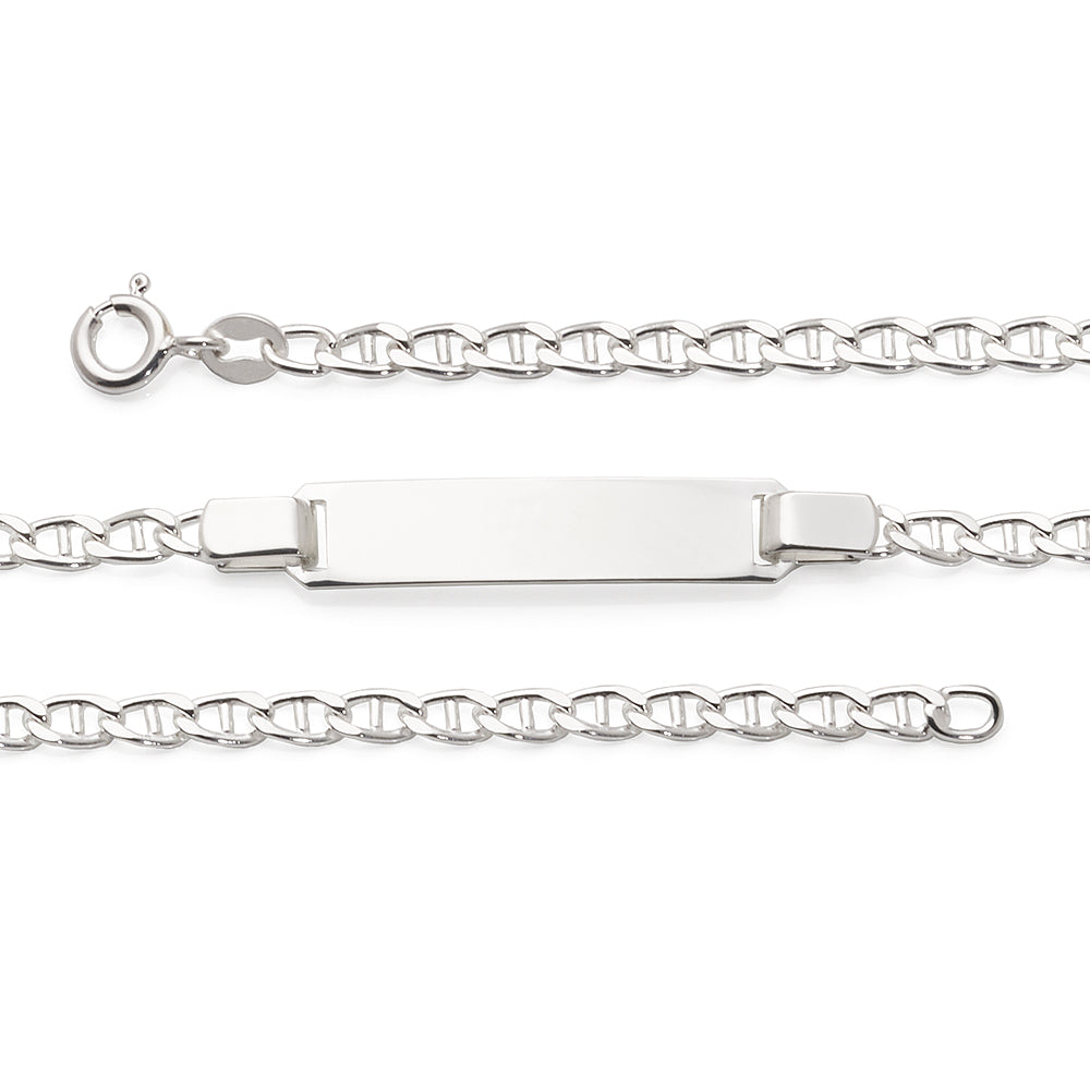 Sterling Silver Rectangle ID Bracelet