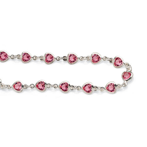 Sterling Silver Pink Heart Bracelet