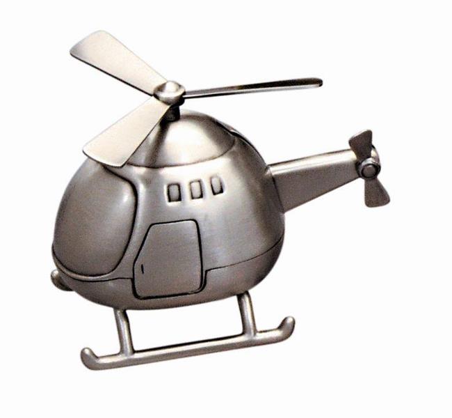 Pewter-Look Helicopter Money Box