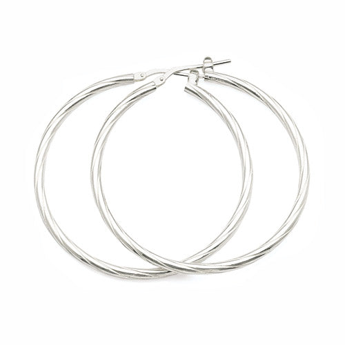 Sterling Silver 40mm Twist Hoops