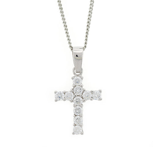 Sterling Silver 15mm Cubic Zirconia Cross Pendant