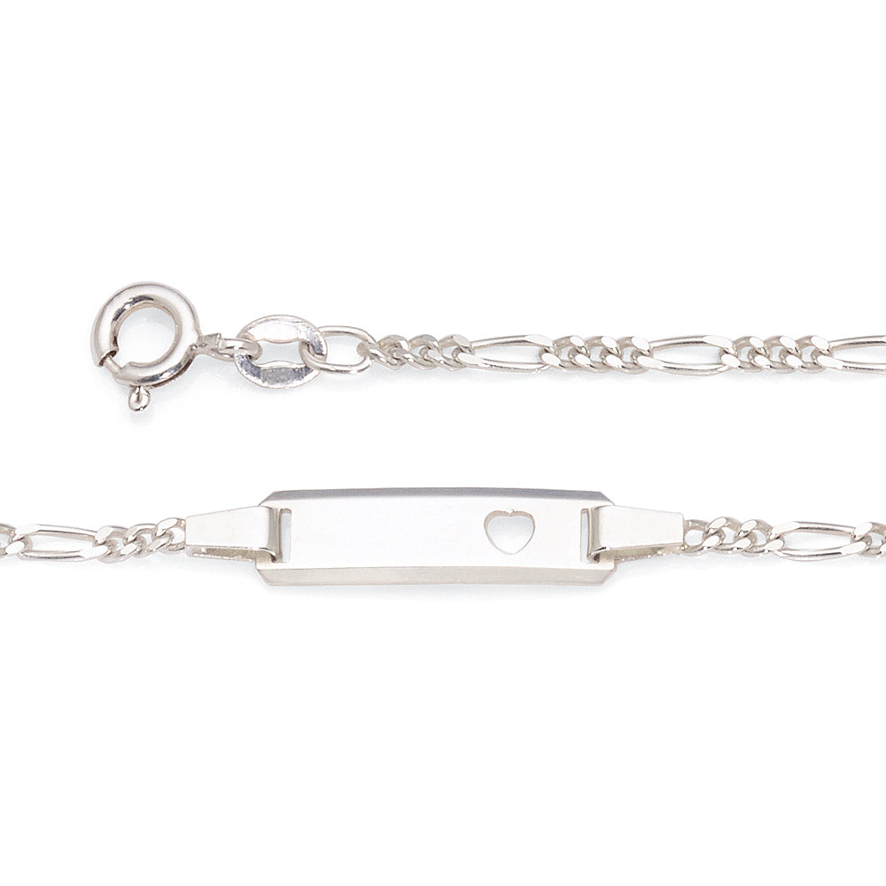 Sterling Silver Children's Open Heart ID Plate Bracelet