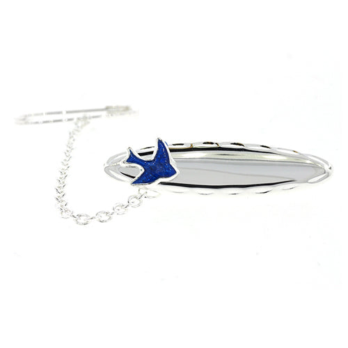 Sterling Silver Blue Bird Oval Baby Brooch