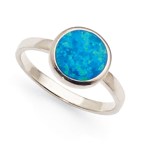 Sterling Silver Created Opal Ring