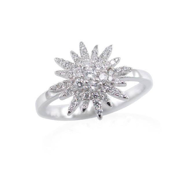 Sterling Silver Cubic Zirconia 12mm Snowflake Dress Ring