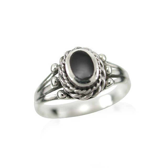 Sterling Silver Oval Black Onyx Ring