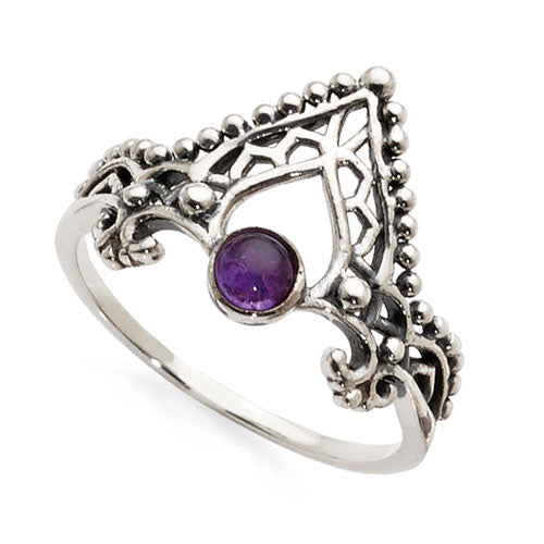 Sterling Silver Bohemian-Style Amethyst Ring