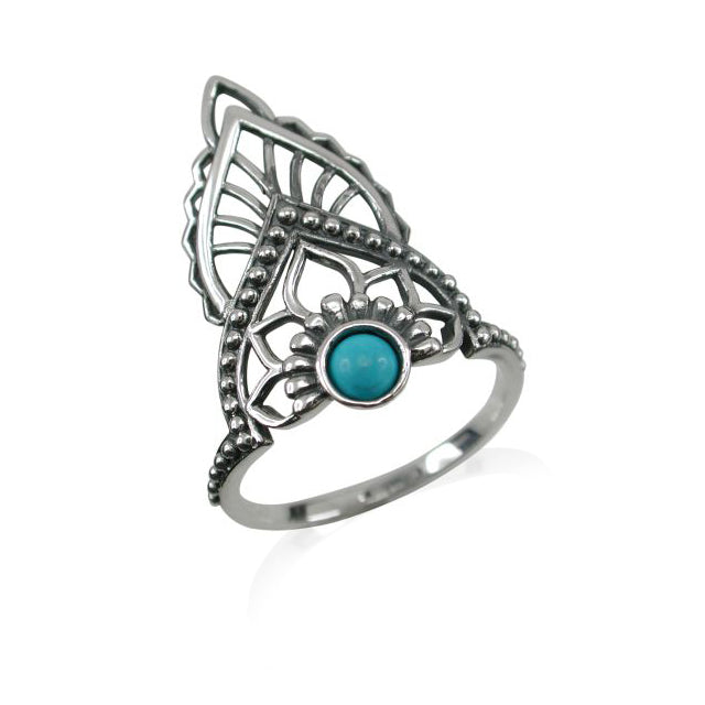 Sterling Silver Bohemian Style Turquoise-Look Ring