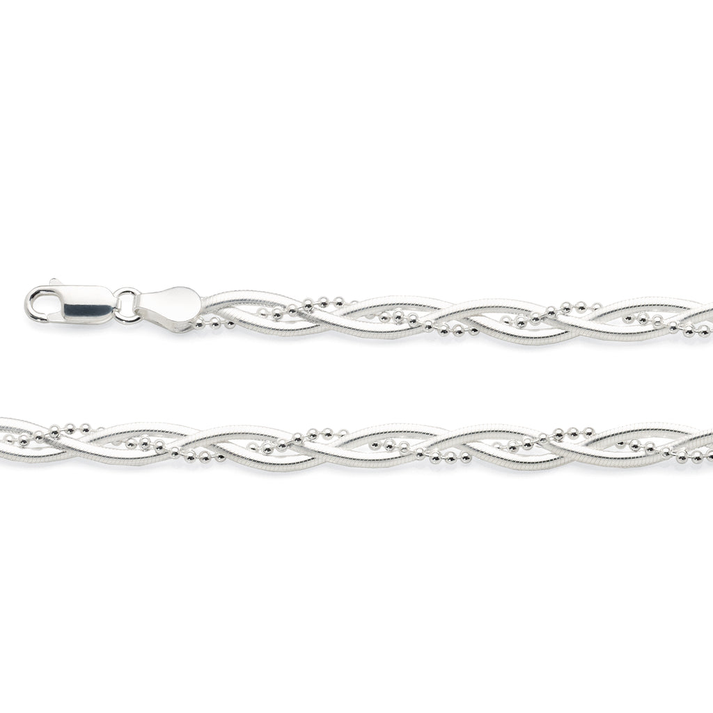 Sterling Silver Serpentine and Ball Link Twist Bracelet