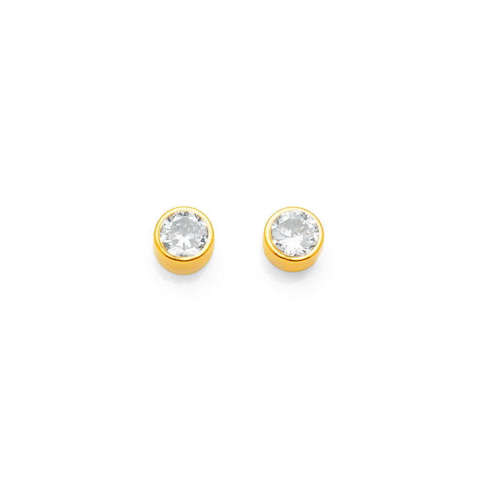 9ct Yellow Gold 4mm Cubic Zirconia Studs