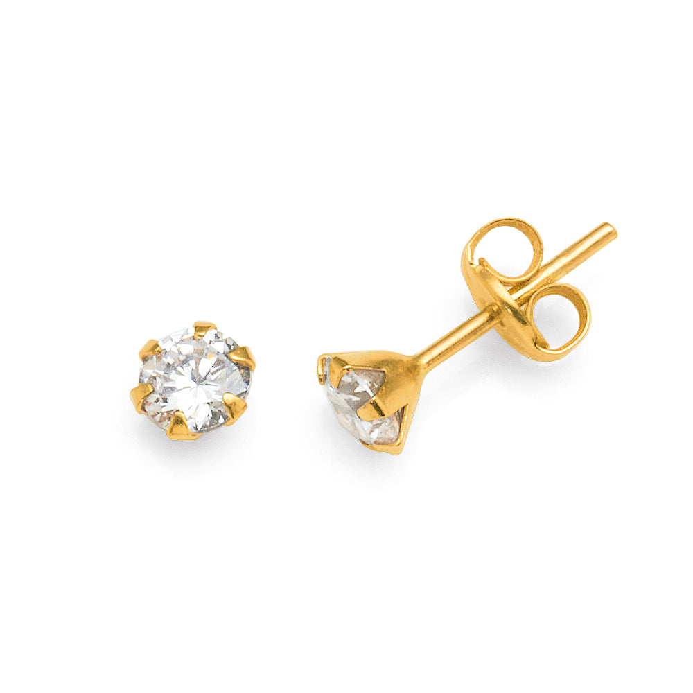 9ct Yellow Gold Cubic Zirconia 4mm Studs