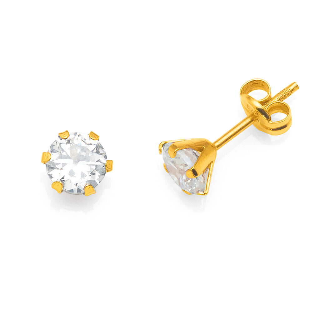 9ct Yellow Gold 5mm Cubic Zirconia Studs