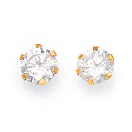 9ct Yellow 6mm Gold Cubic Zirconia Studs