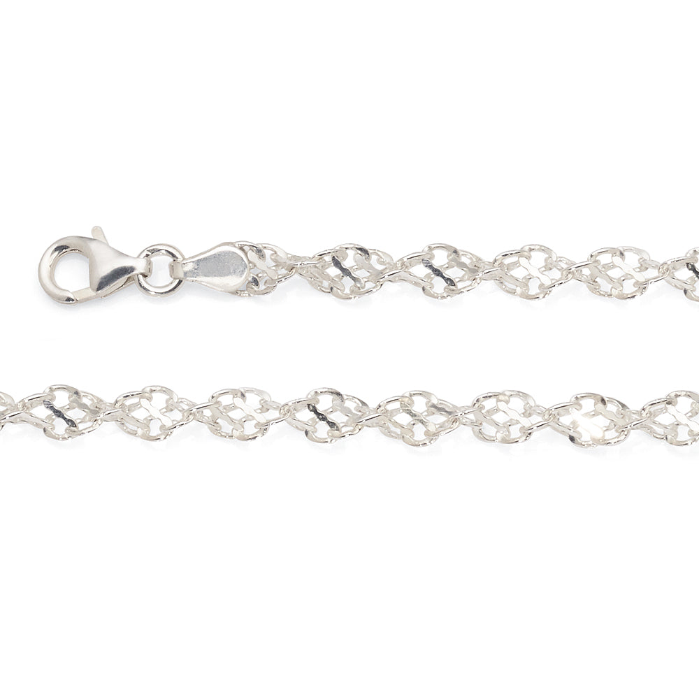 Sterling Silver Fancy Open Twist Link Bracelet