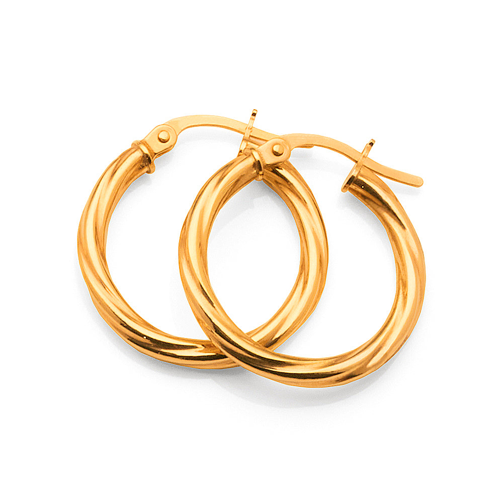 9ct Yellow Gold Twist Hoops