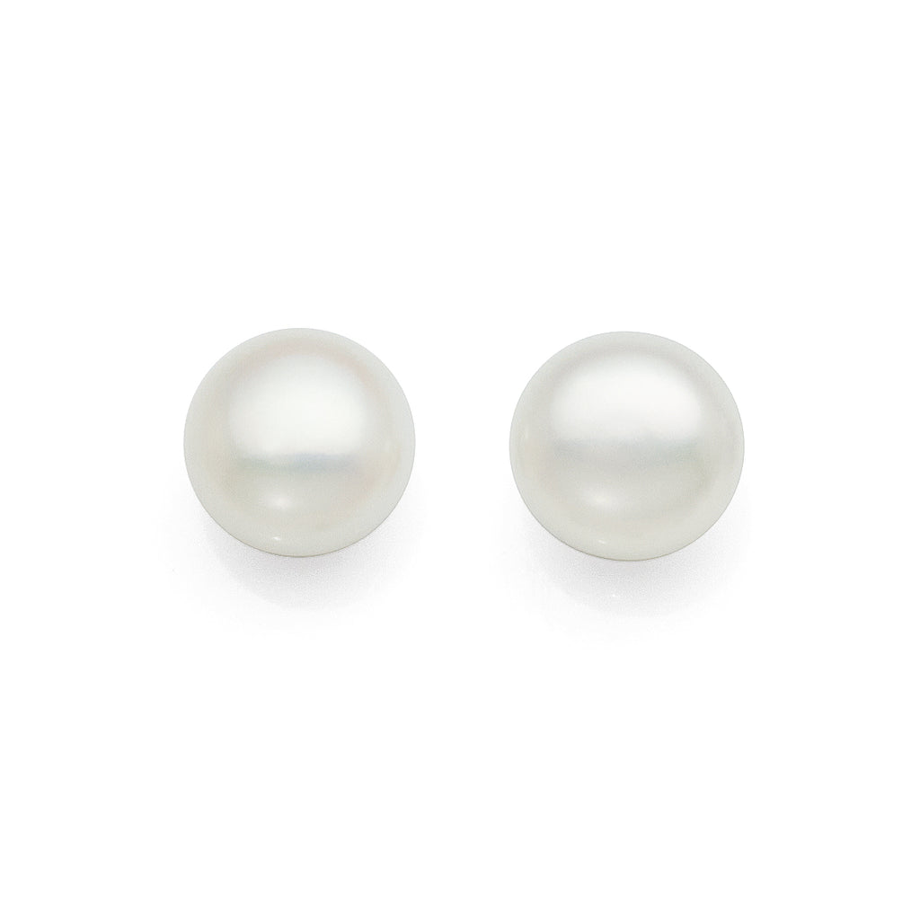 Sterling Silver 7mm White Button Pearl Studs