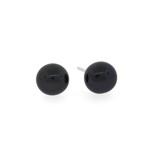 Sterling Silver 7mm Black Button Pearl Studs