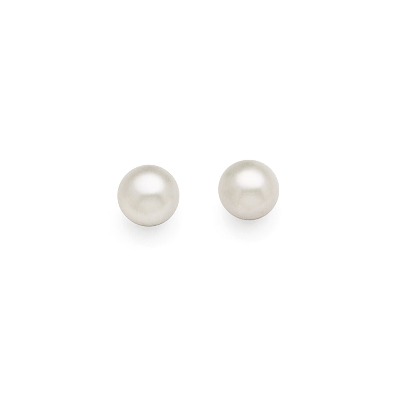 Sterling Silver 4.5mm White Button Pearl Studs