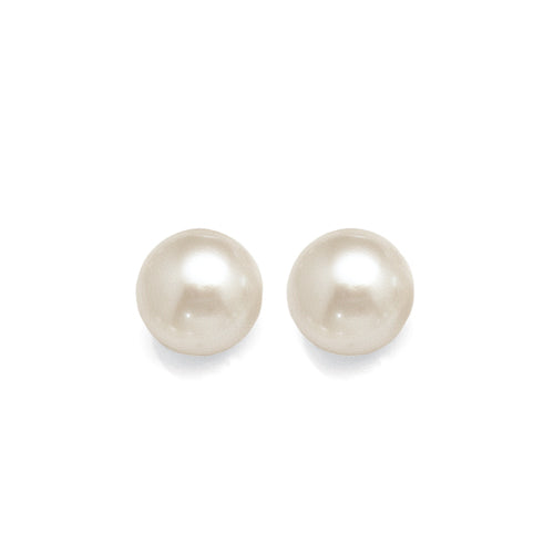 Sterling Silver 10.5mm Button Pearl Studs