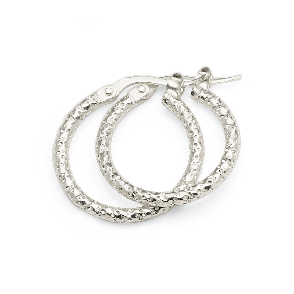 Sterling Silver Patterned 15mm Hoops