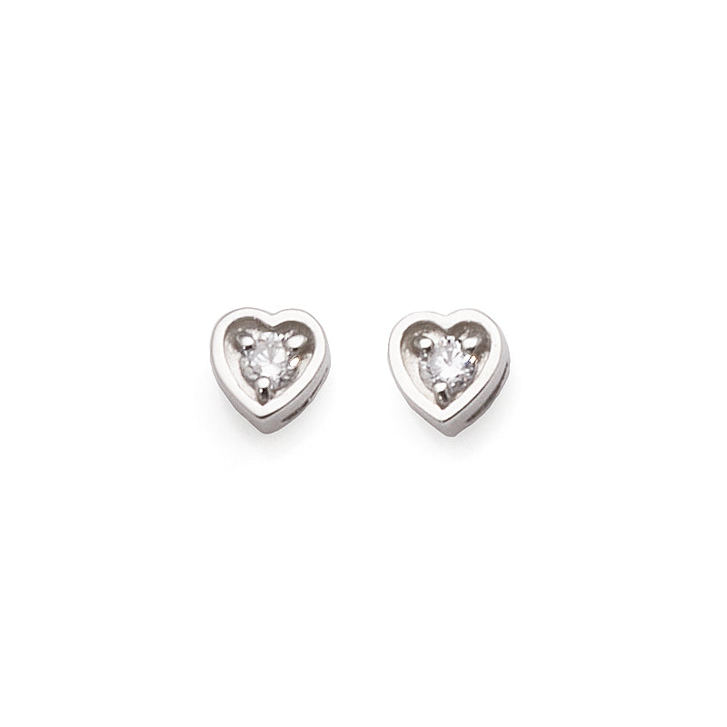 Sterling Silver 4mm Cubic Zirconia Heart Stud