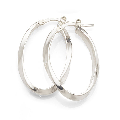 Sterling Silver 25mm Oval Twist Hoops