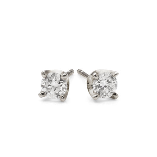 9ct White Gold Diamond Stud Earrings TW 0.50ct