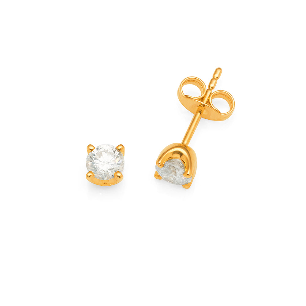 9ct Yellow Gold Diamond Studs TW 0.60ct