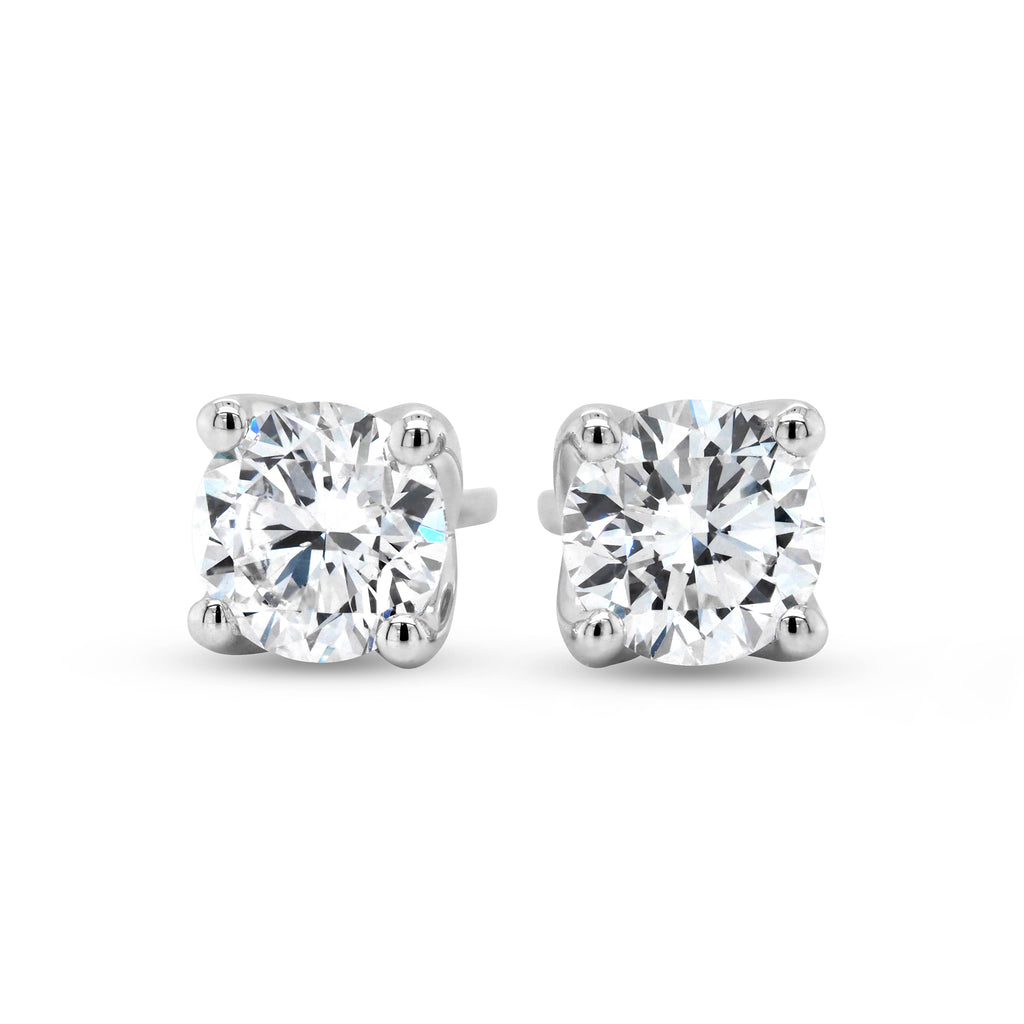 9ct White Gold Lab-Created Diamond Stud Earrings TDW:2.0CTS