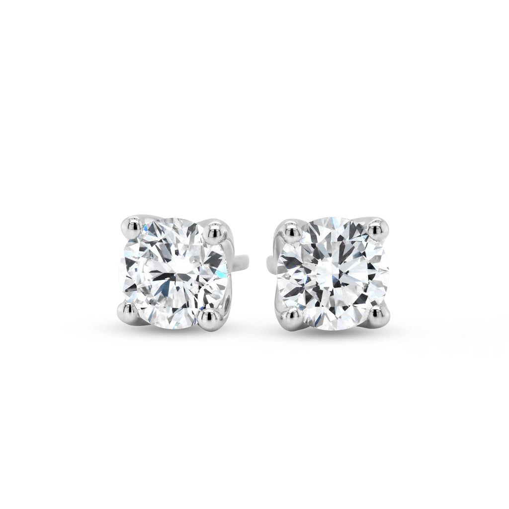 9ct White Gold Lab-Created Diamond Stud Earrings TDW: 1.0CTS