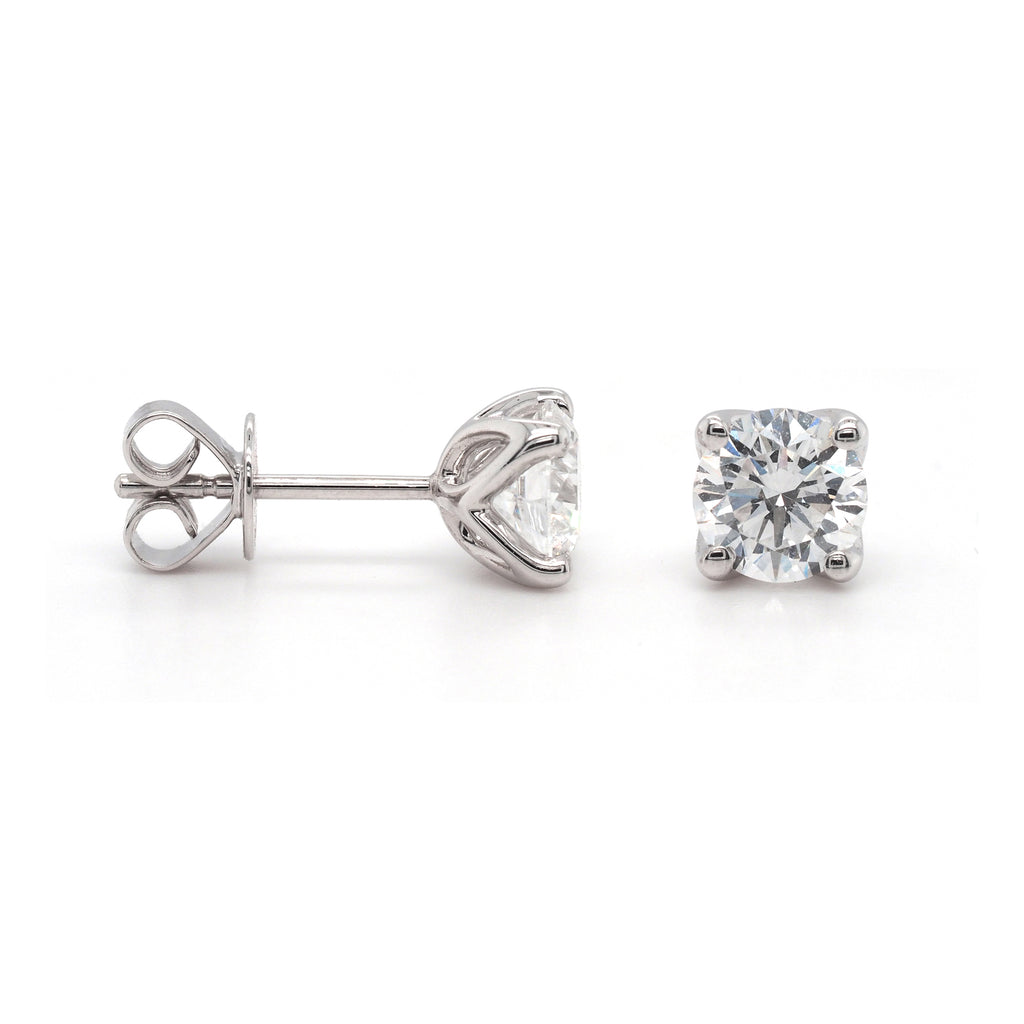 9ct White Gold Lab-Created Diamond Stud Earrings TDW: 1.0CTS