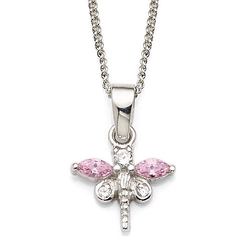 Sterling Silver Cubic Zirconia Dragonfly Pendant