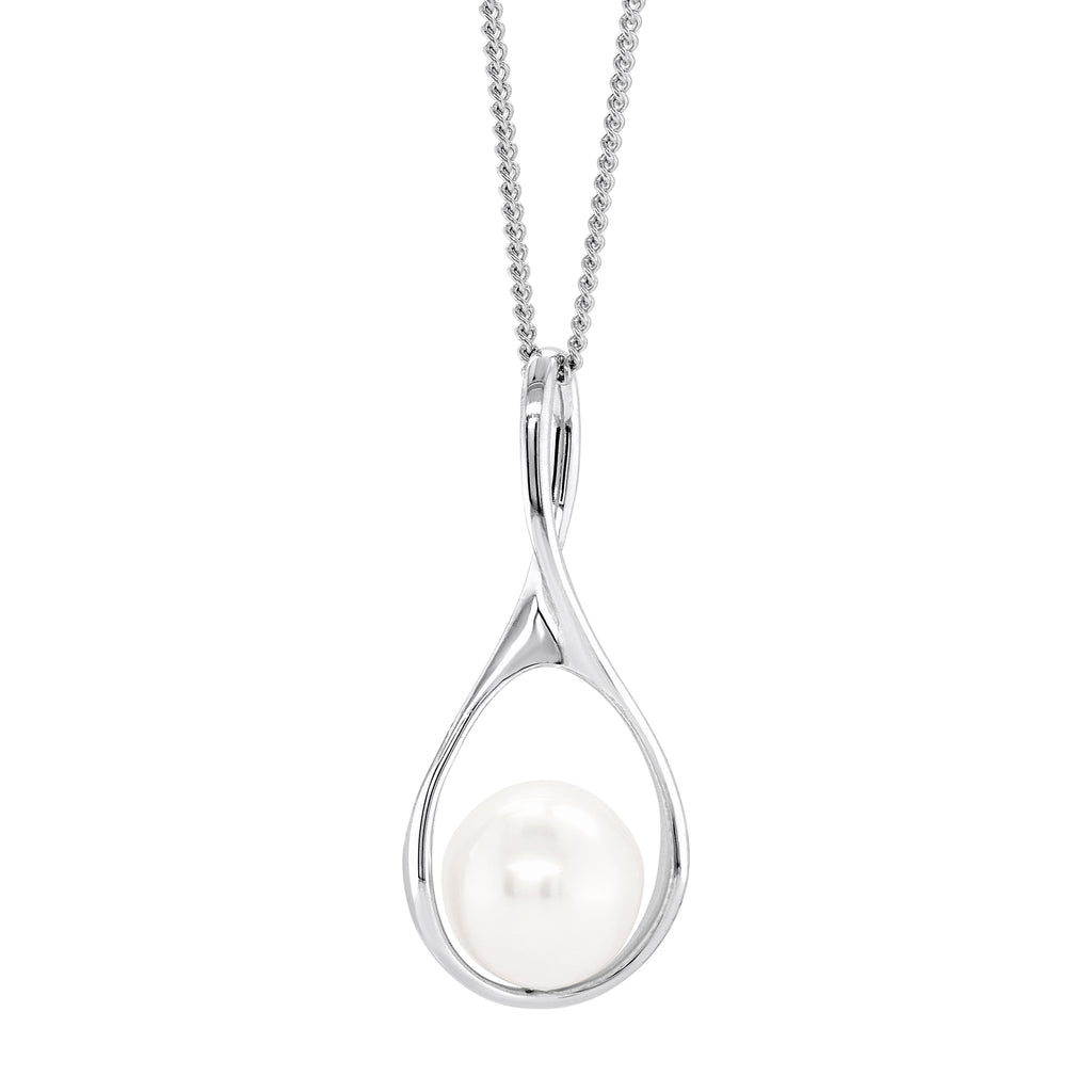 9ct White Gold 9-10mm South Sea Pearl Figure 8 Pendant