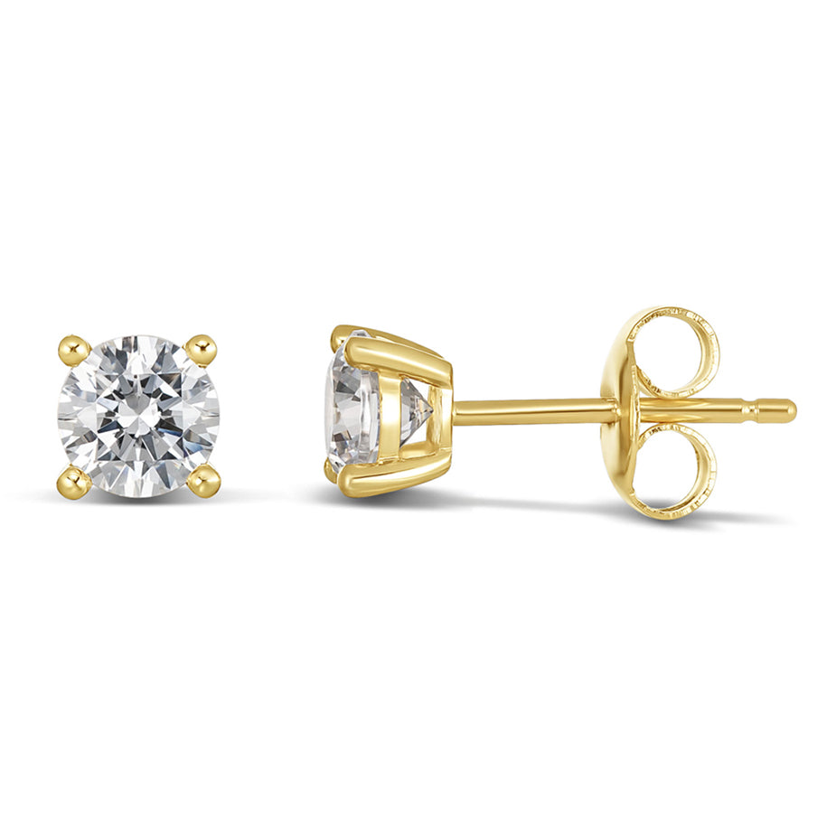 Evergem 9ct Yellow Gold Cubic Zirconia 6mm Studs E11-0005-9Y