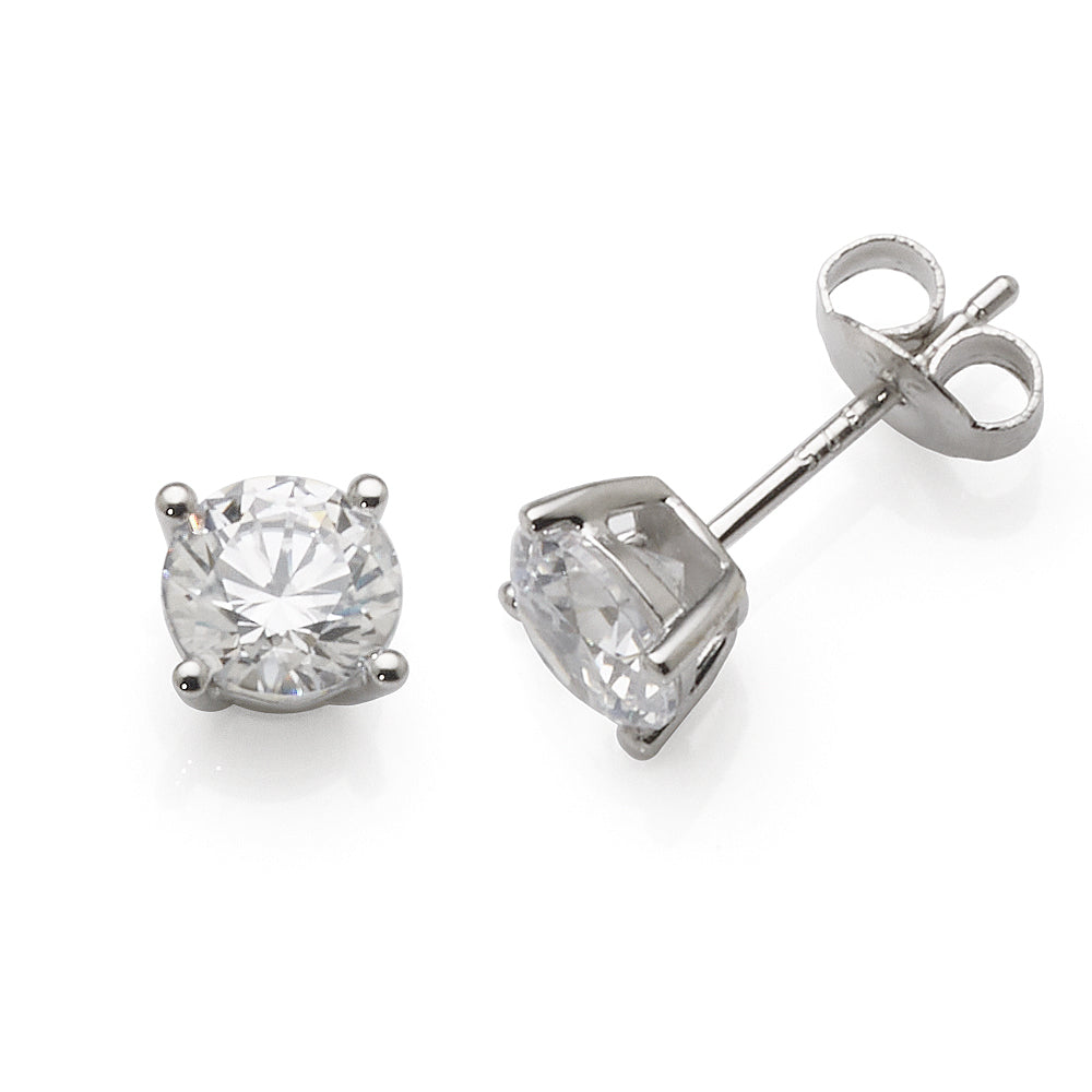 Evergem 9ct White Gold 6.5mm Cubic Zirconia Studs