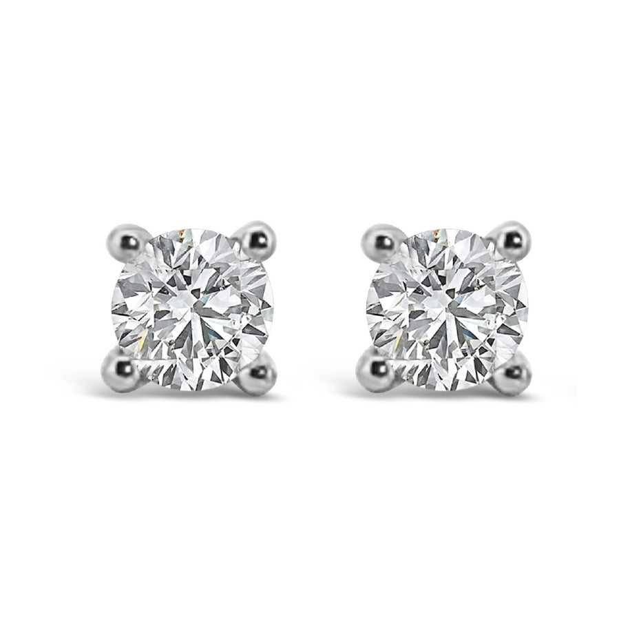 Evergem 9ct White Gold 8mm Round Cubic Zirconia Studs