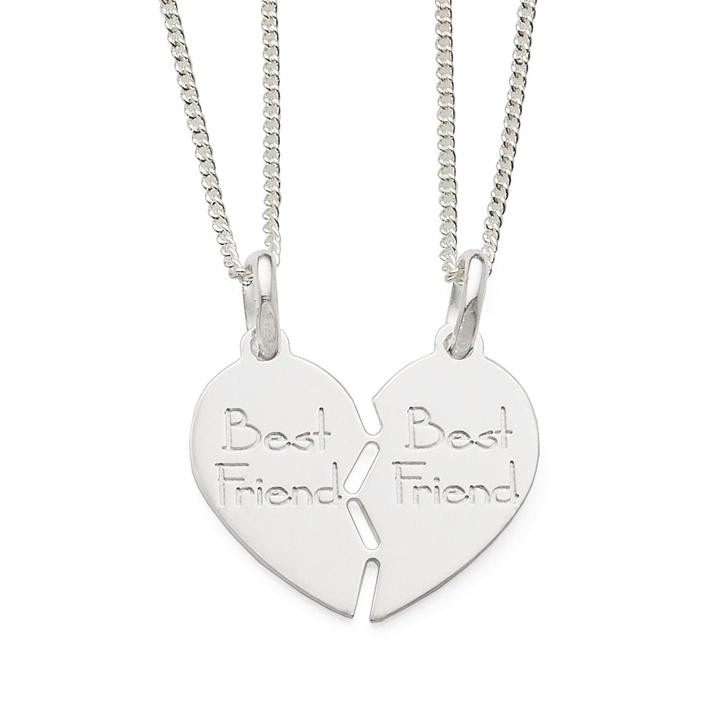 Sterling Silver 'Best Friend' 23mm Break Heart Pendant