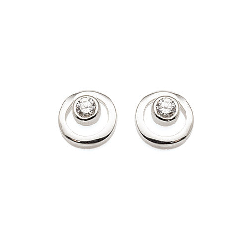 Sterling Silver Cubic Zirconia 8mm Circle Studs