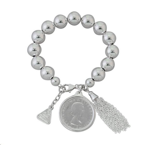 Von Treskow Sterling Silver Ball Bracelet With Florin Coin V