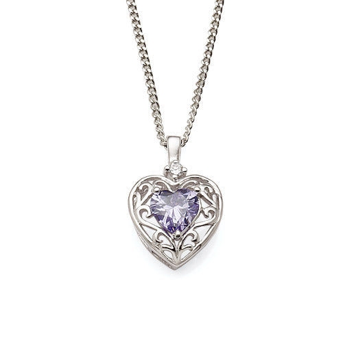 Sterling Silver Cubic Zirconia Heart Pendant