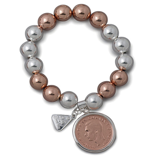 Von Treskow Silver and Rose-tone Half Penny Ball Bracelet RS