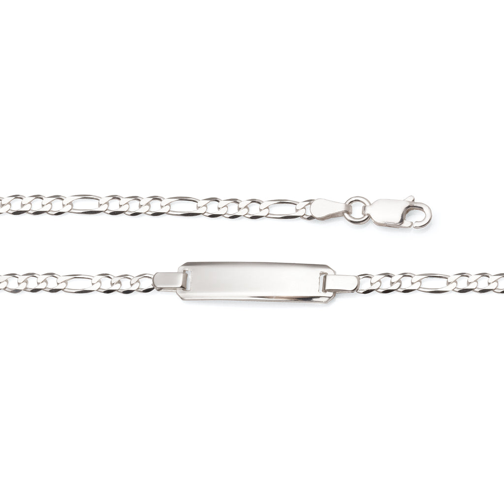 Sterling Silver ID Plate Figaro Bracelet