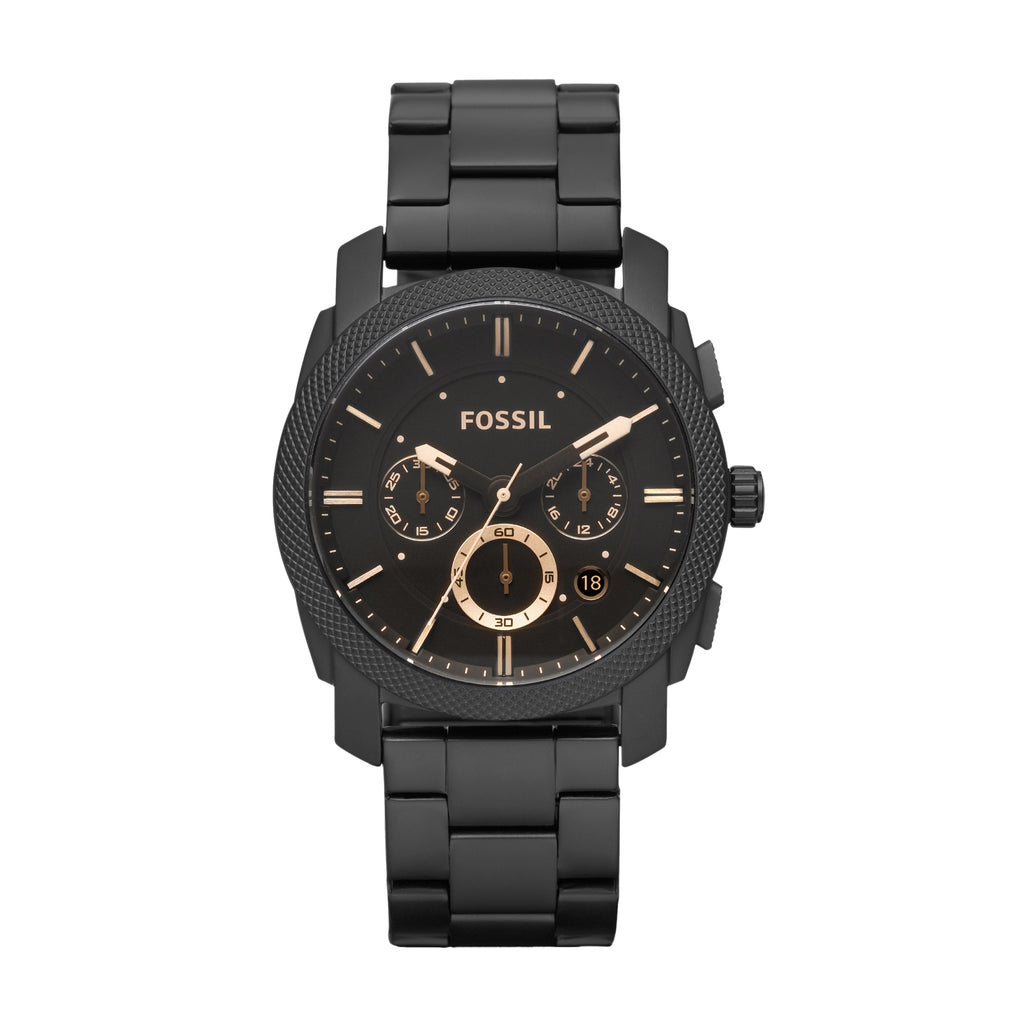 Fossil Machine Mid-Size Chronograph Black Stainless Steel FS