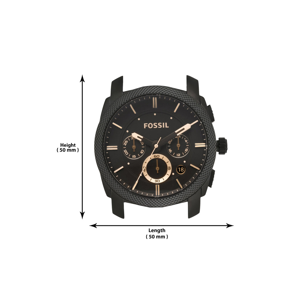 Fossil Machine Mid-Size Chronograph Black Stainless Steel FS