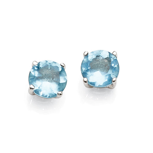 Sterling Silver 5mm Pale Blue Stone Studs