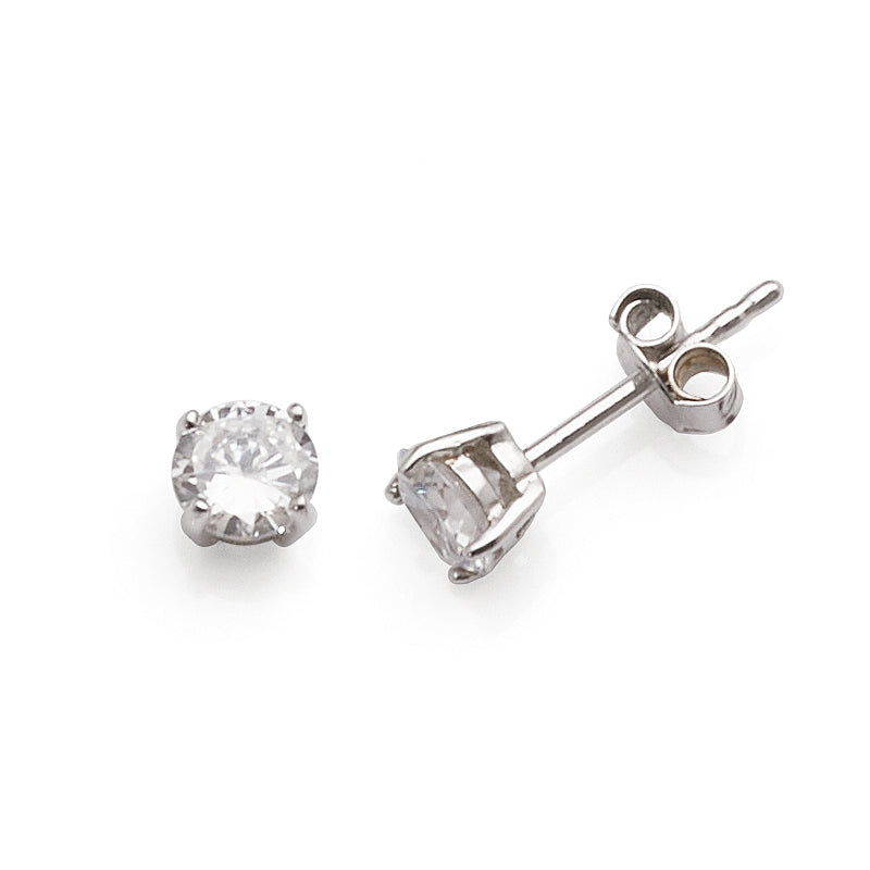 Sterling Silver 5mm Cubic Zirconia Studs